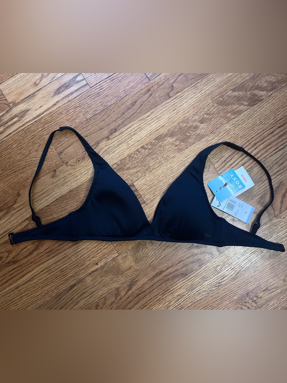 Roxy Black Ribbed Bikini Top